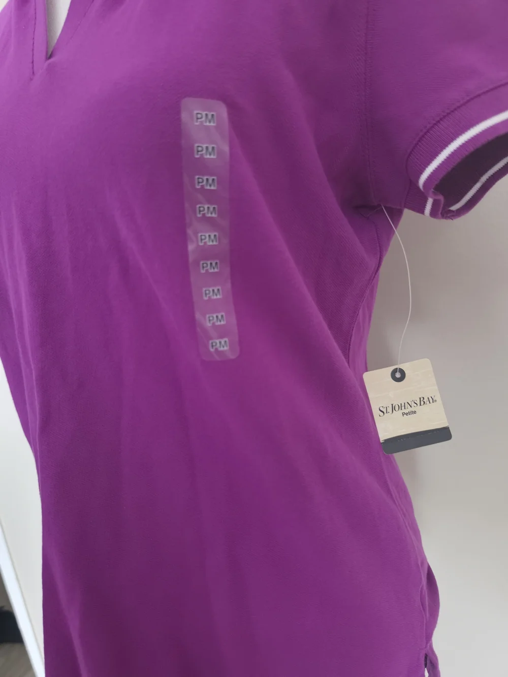 St. John's Bay Women's Purple Solid Knit Collared Short Sleeve Polo Petite M - Picture 2 of 5